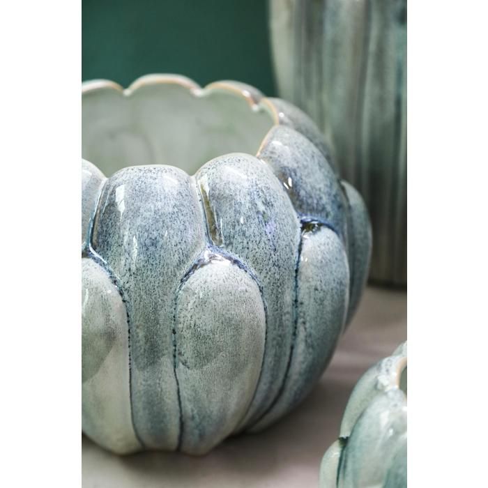 PTMD Pot de fleurs Divinder - 25x25x19 cm - Céramique - Pétrole