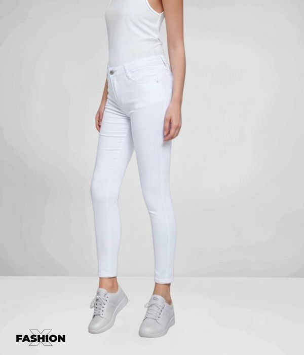 Jean Femme - ELYA'S JEAN - Taille Haute - Skinny - Blanc Élegant