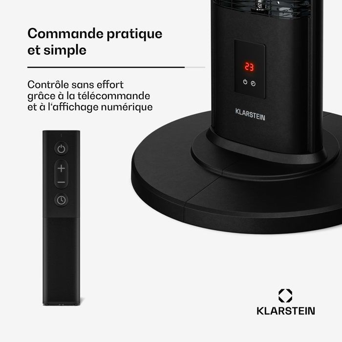Klarstein BlazeTower Chauffage Infrarouge 2000W 3 Niveaux IP45 Télécommande Minuterie Anti-Basculement Radiateur Extérieur Terrasse