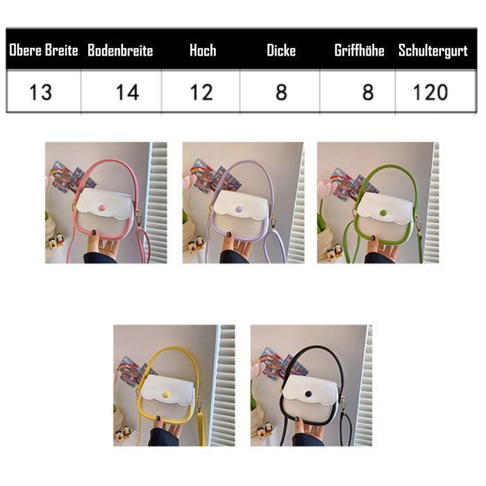 Mädchen-Schultertasche – 1 Stück, verstellbar, quer getragen, grünes Etikett