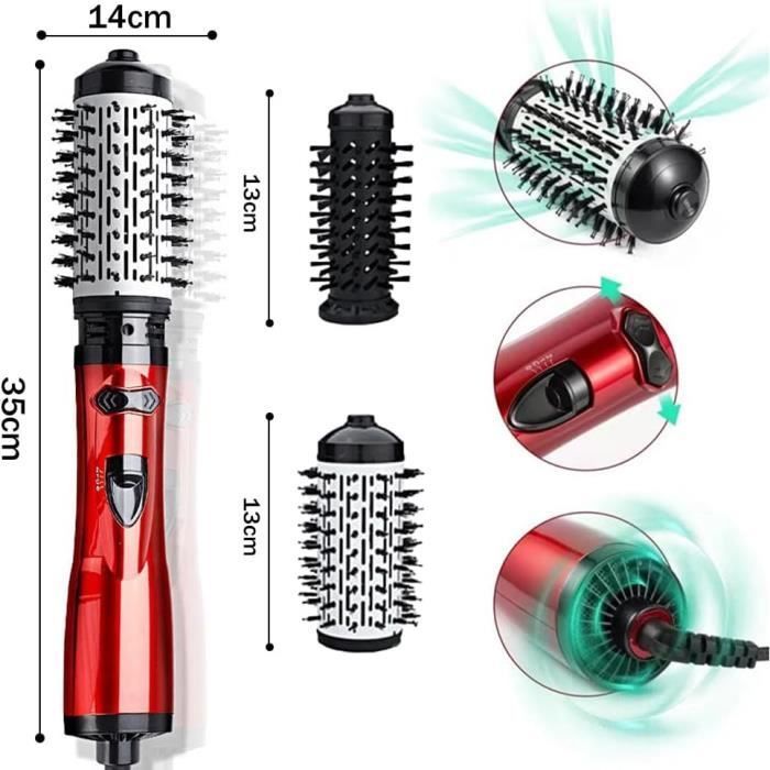3 Brosse Soufflante Rotative,  Brosse Seche Cheveux, Brosse Coiffante Chauffante Livré Avec Deux Têtes de Remplacement