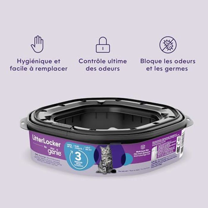 Litter Genie Lot de 3 recharges octogonales Compatible avec la Poubelle LitterLocker et la Poubelle Fashion