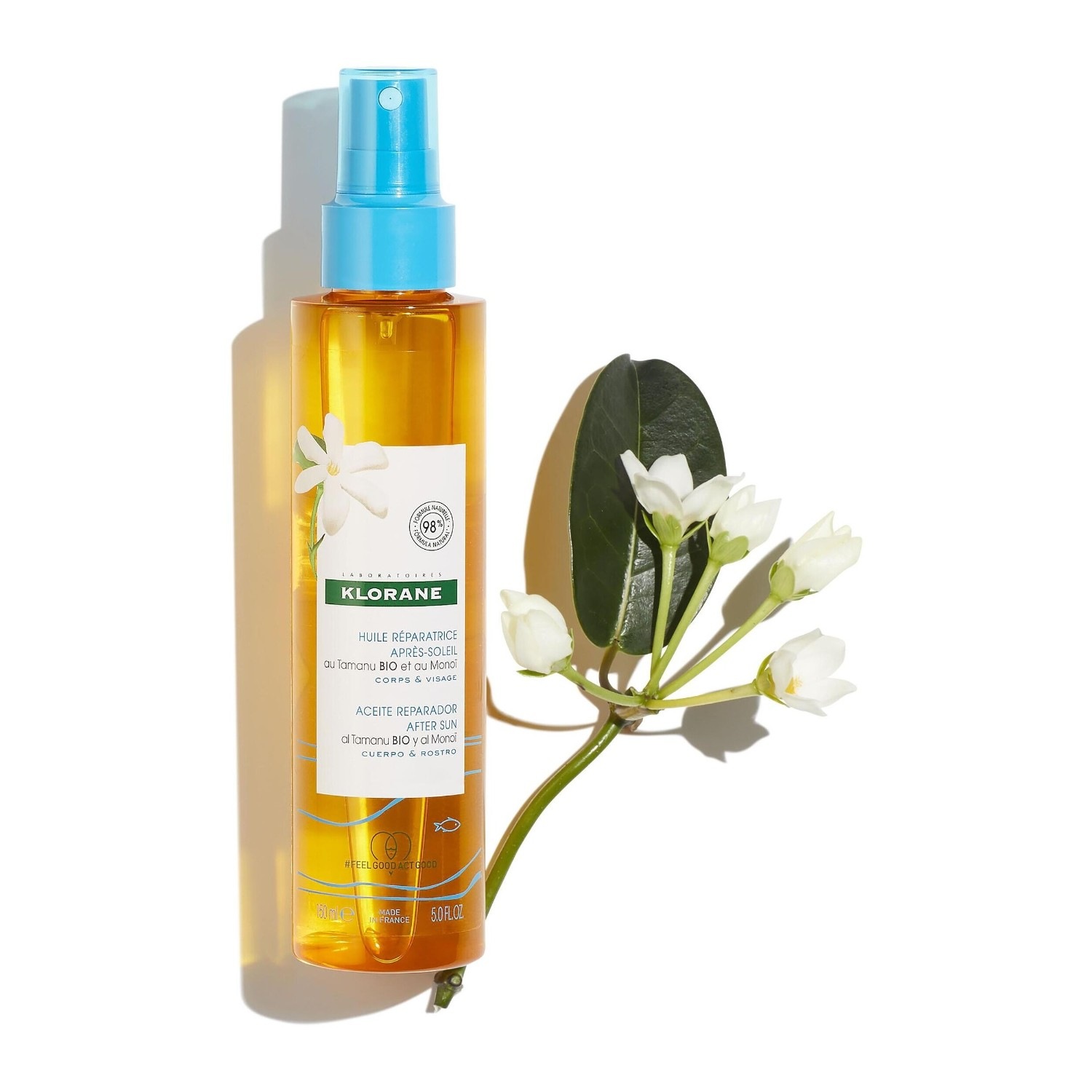 Klorane Huile réparatrice après-soleil au Tamanu BIO et Monoï