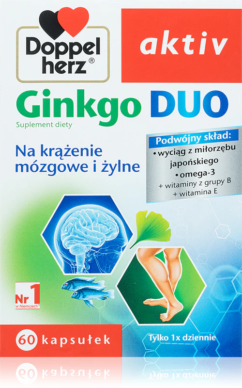 Doppelherz active Ginkgo Duo doplnok stravy kapsuly pamäť a prekrvenie končatín