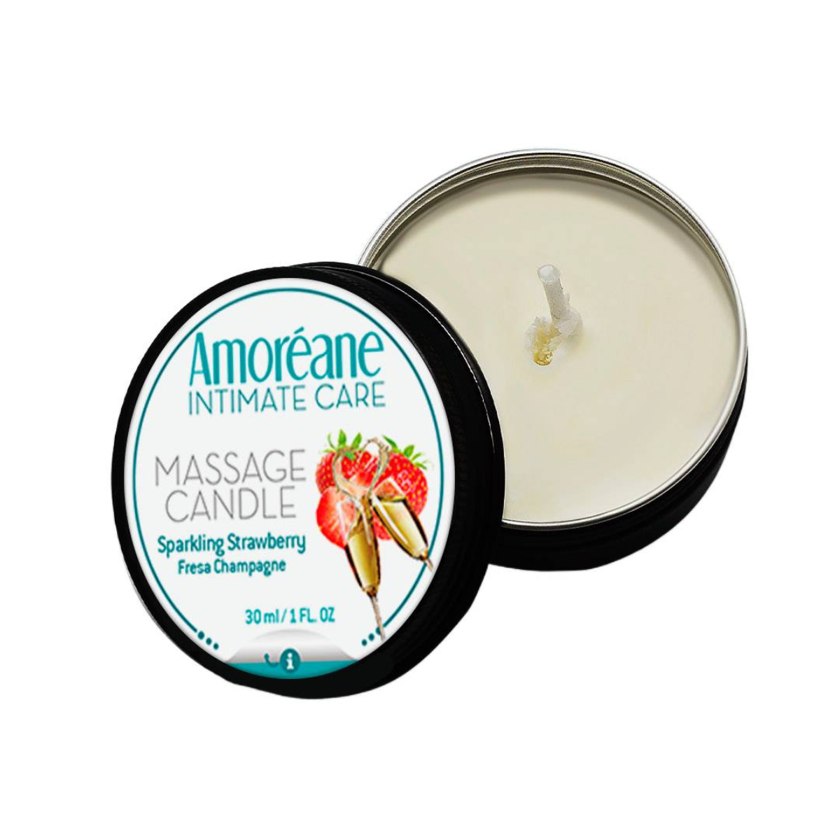 Candela da massaggio Amoreane al profumo di fragola frizzante