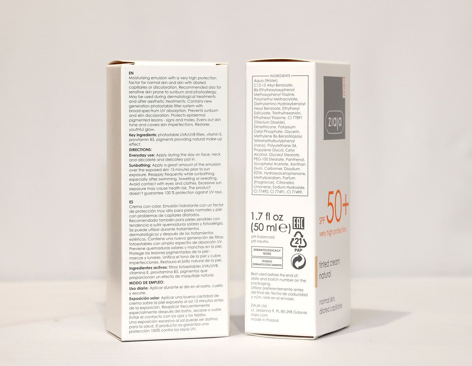 Zaštitna krema za lice s prirodnom bojom SPF50 Zaštita lica