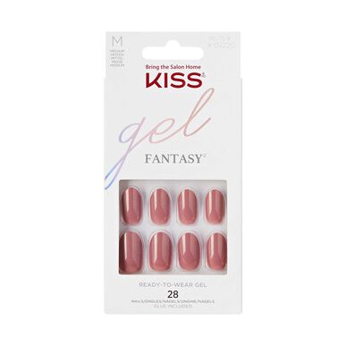 Kiss Gel Fantasy Ready to Wear Gel False Nails with Glue, Medium Size, 28 units.