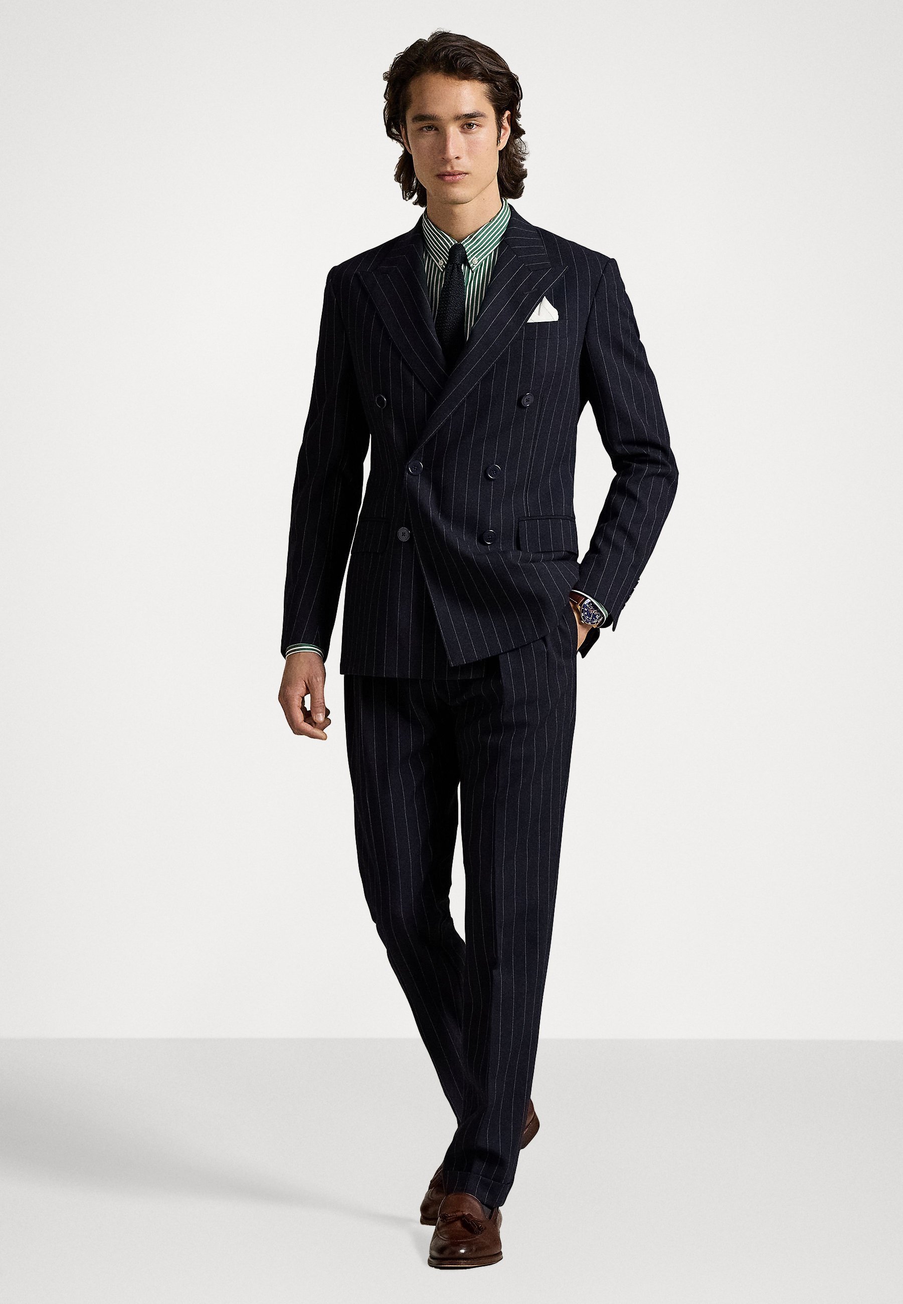 Camicia Polo Ralph Lauren slim fit a righe in popeline elasticizzato - Camicia - new forest/white