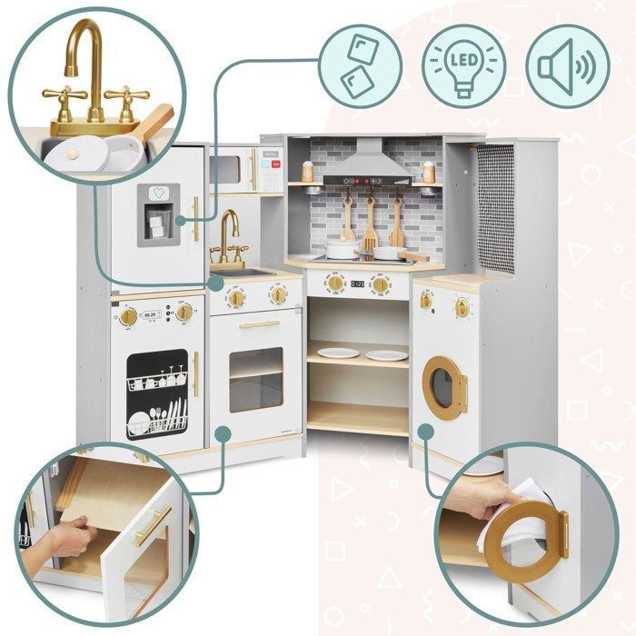Cucina per bambini - MAMABRUM - XXL - Legno - Elementi interattivi - Illuminazione a LED