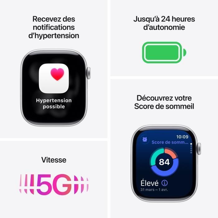 Apple Watch Series 11 GPS + Cellular - 42mm - Boîtier Jet Black Aluminium  - Bracelet Black Sport Band - S/M