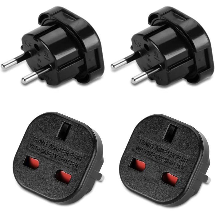2x Reiseadapter: UK-Stecker auf Frankreich, UK-Stecker auf FR-Adapter, UK-Stecker Typ G auf Typ C Reiseadapter für Deutschland