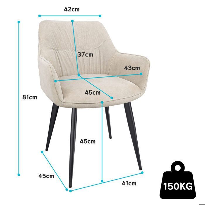 WAFTING Juego de 6 sillas de comedor, sillas de cocina, sillones tapizados en terciopelo, patas de metal, color caqui.