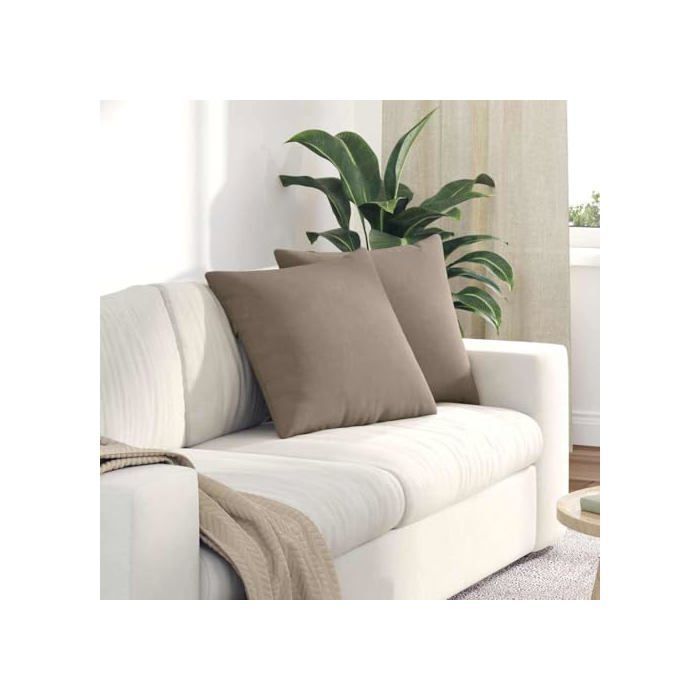 Coussins de canapé en tissu - vidaXL - Taupe - 50x50x20 cm - Housses amovibles - Rembourrage polyester - Lot de 2