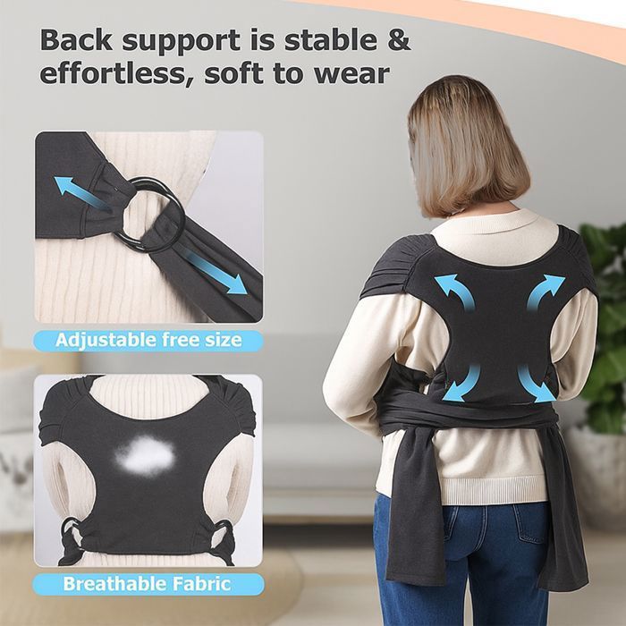 Canguru para Bebê, Canguru Ergonômico, Fácil de Colocar, Ajustável, Unissex, Para Bebês de até 20 kg (Cinza Escuro)