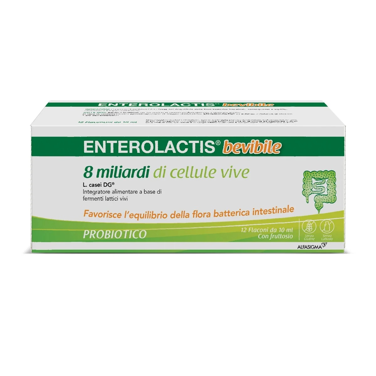 ENTEROLACTIS Boisson Enterolactis 12 bouteilles x 10 ml Complément alimentaire à base de ferments lactiques