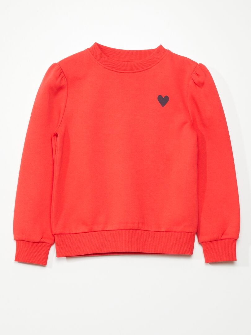 Trui met ronde hals van fleece - ROOD