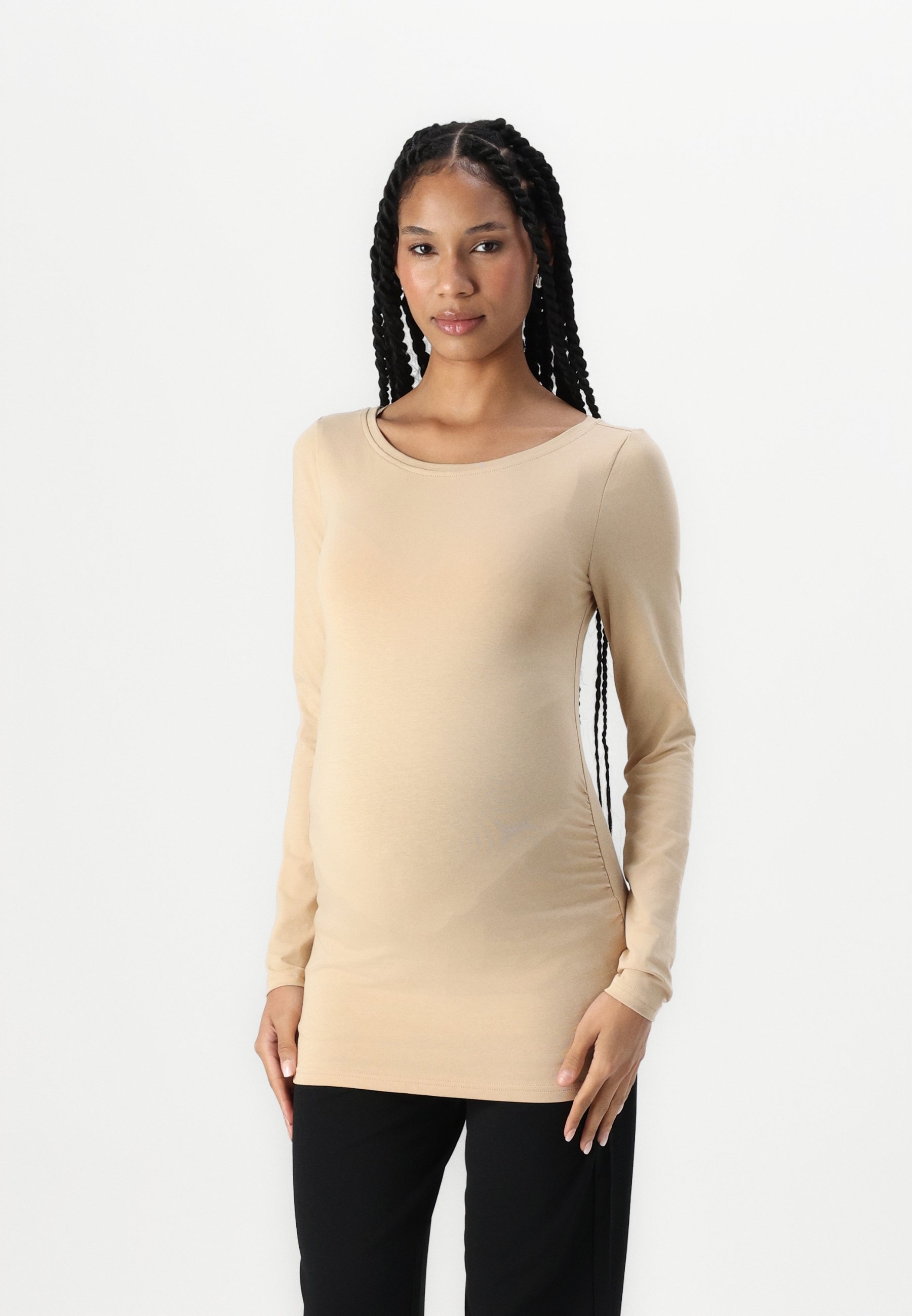Anna Field MAMA 3er-Pack – Langarmshirt – Weiß/Dunkelblauer Denim/Cremeweiß