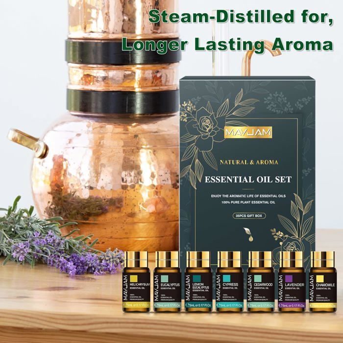 Set de aceites esenciales para aromaterapia: jazmín, eucalipto, vainilla, menta, sándalo, perfumados, 35 piezas.
