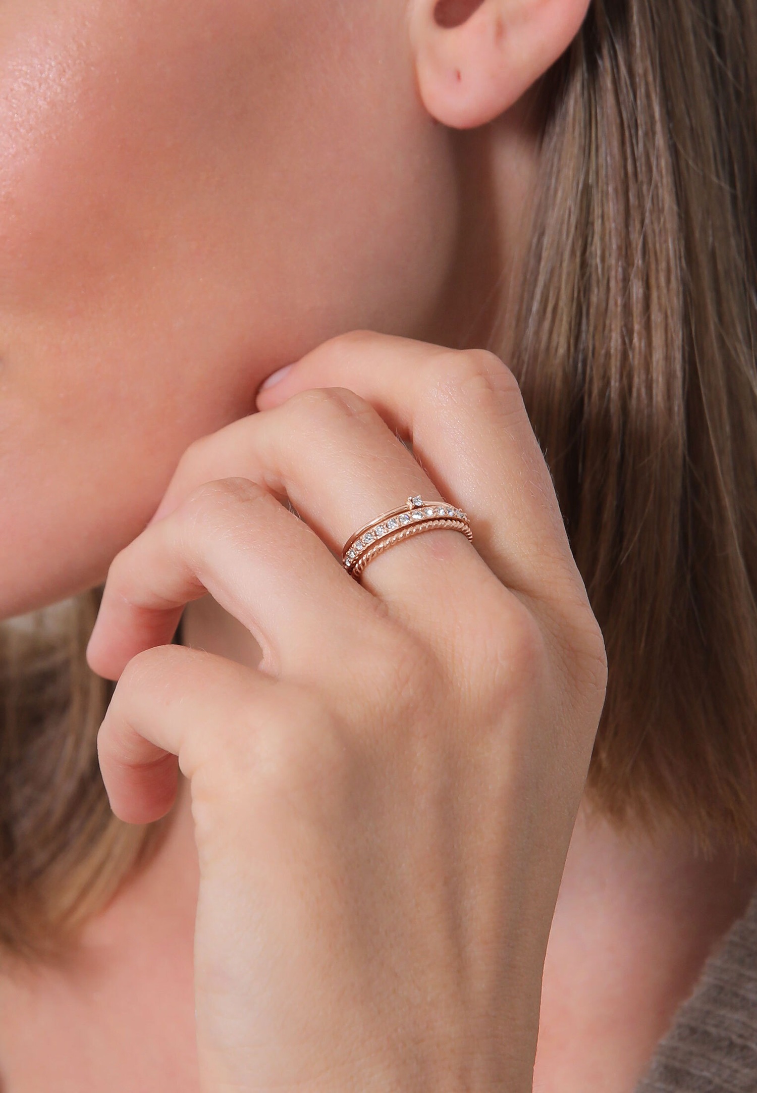 Elli Femmes Pile Élégante Festif Look des Couches avec Cristaux en Argent Sterling 925