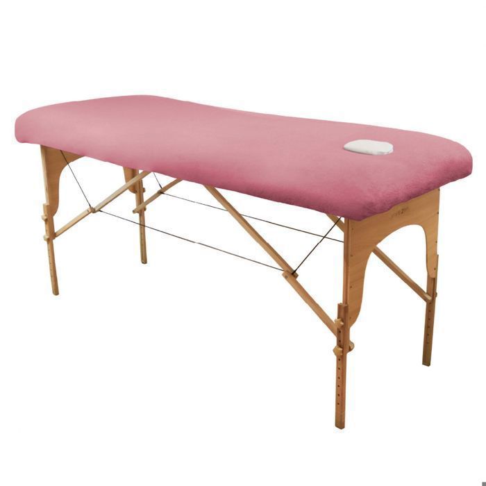 Protective fitted sheet in terry cloth for massage table - Pastel pink - Vivezen