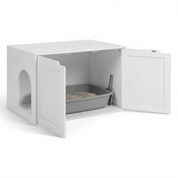 Arenero para gatos IDMARKET - arenero con doble puerta, blanco