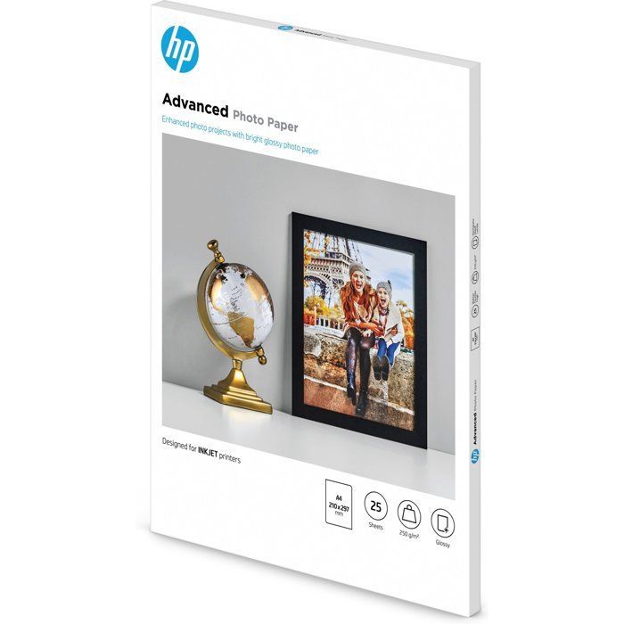 Papel fotográfico brilhante HP Advanced - 25 folhas/A4/210 x 297 mm (Q5456A)
