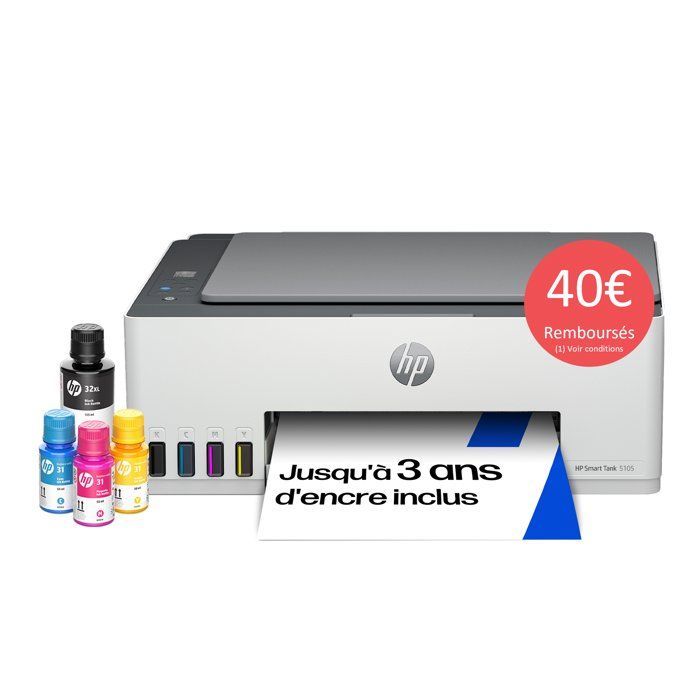 Imprimante Multifonction - HP - Smart Tank 5105 – Wi-Fi et Bluetooth - Réservoir d’encre – Couleurs