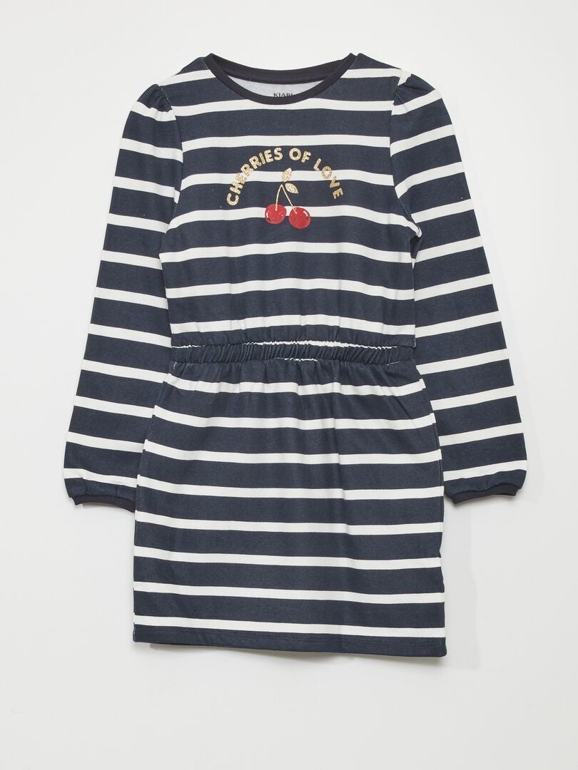 Vestido moletom estampado e ajustado - AZUL