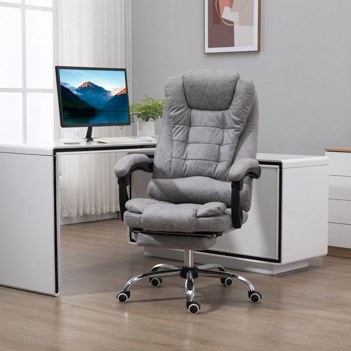 Vinsetto - fauteuil de bureau - Tissu microfibre - 65x70x119cm - Gris clair