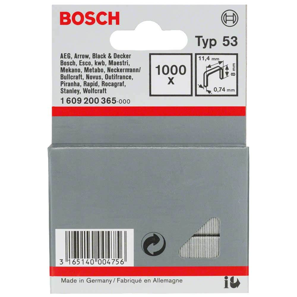 Grampos BOSCH de 8 mm - pacote com 1000 unidades, adequados para PTK14E 1609200365