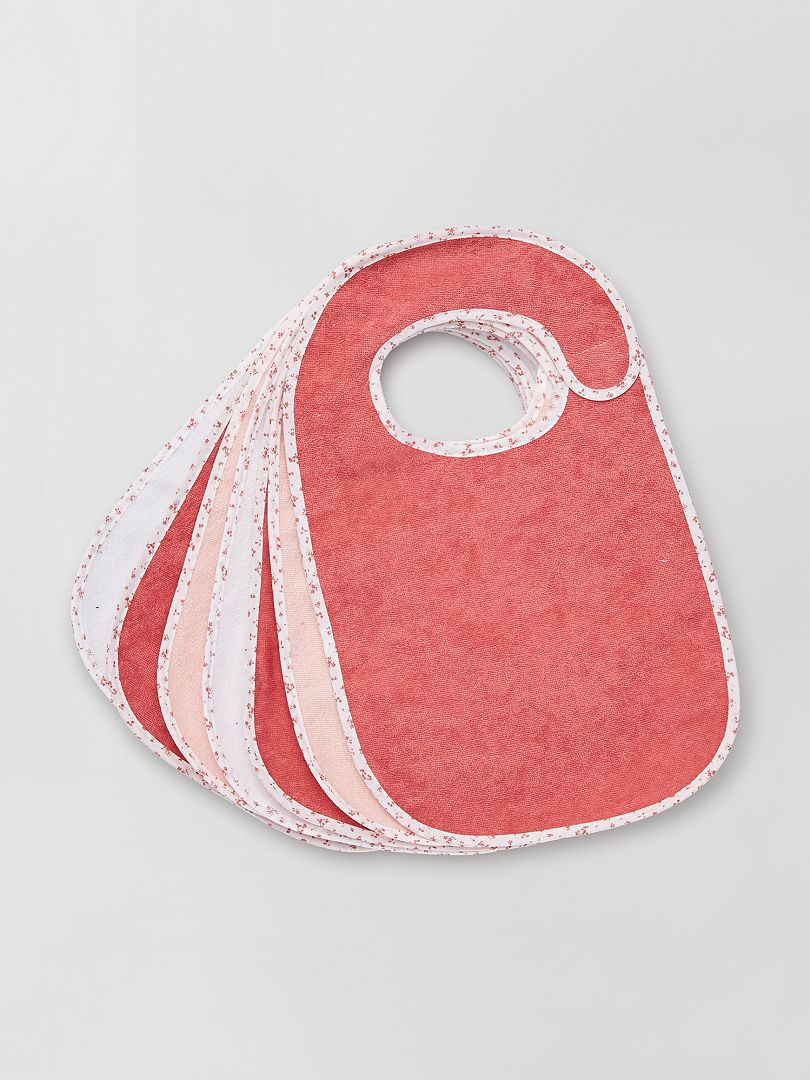 Set van 7 gevoerde badstof slabbetjes - ROZE