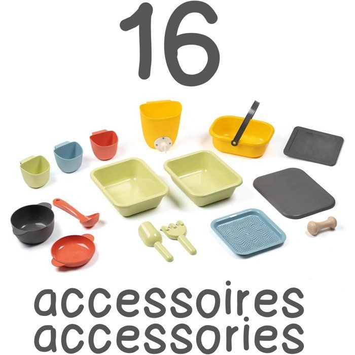 Smoby Life - Mud Cooking House - Fabriquée en France - Matière Recyclée - 16 accessoires - Dès 2 ans