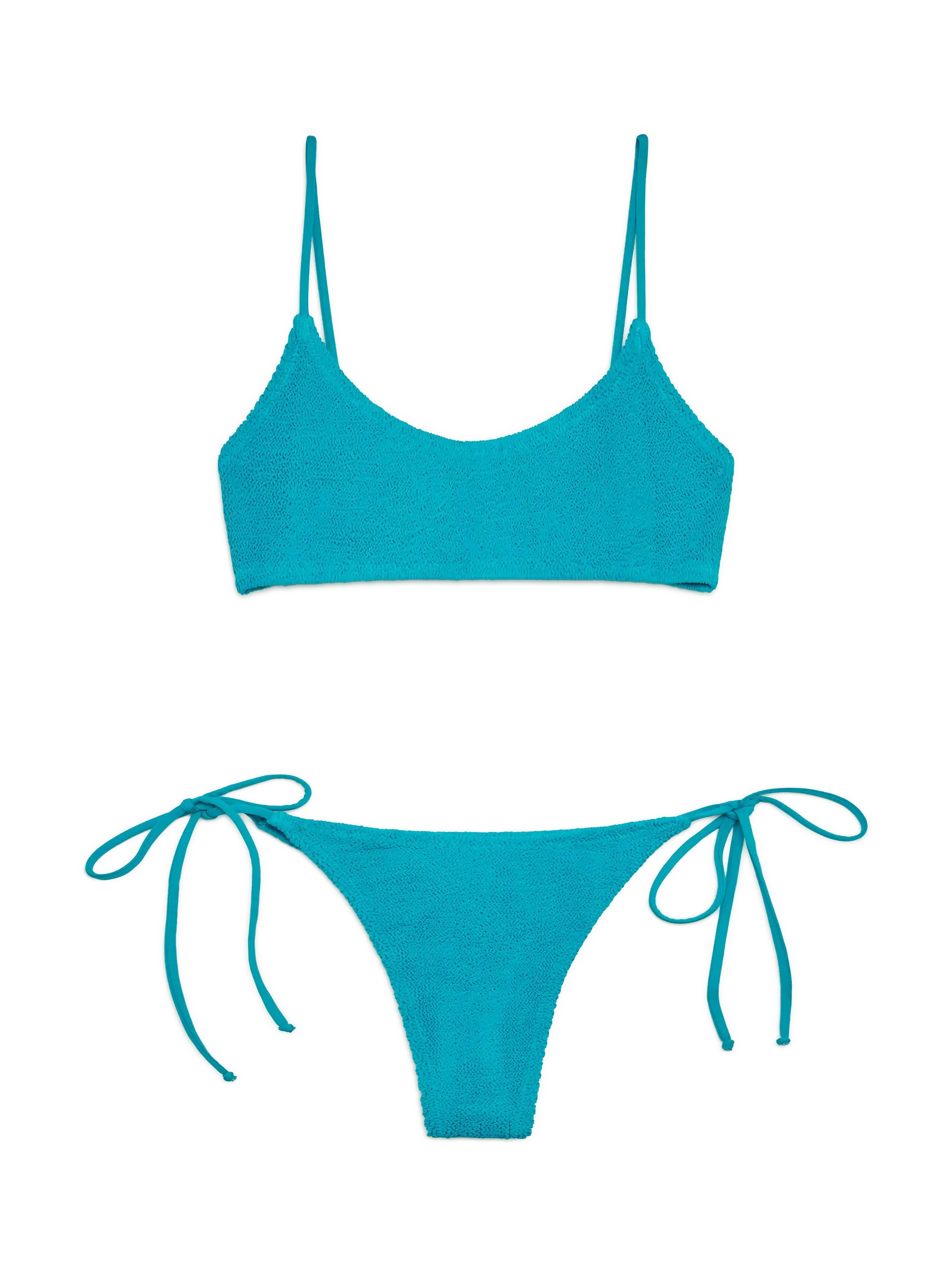 Jusy Norah crinkle bralette bikini in turquoise groen