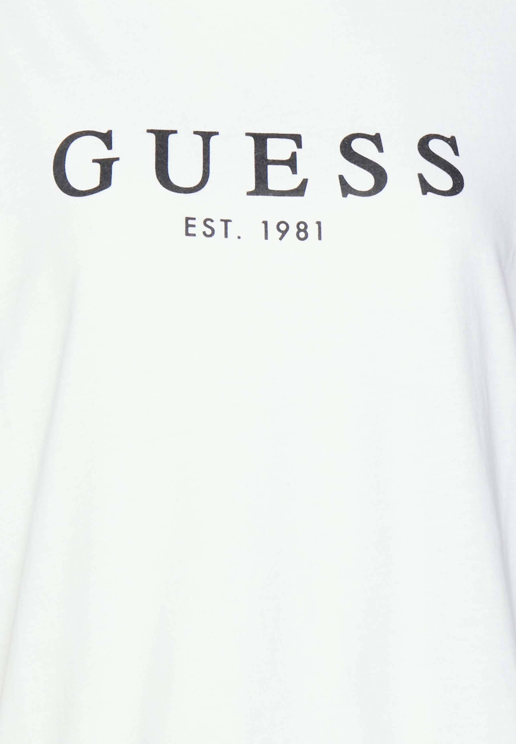 Guess ROLL CUFF - Tricou cu imprimeu - alb pur