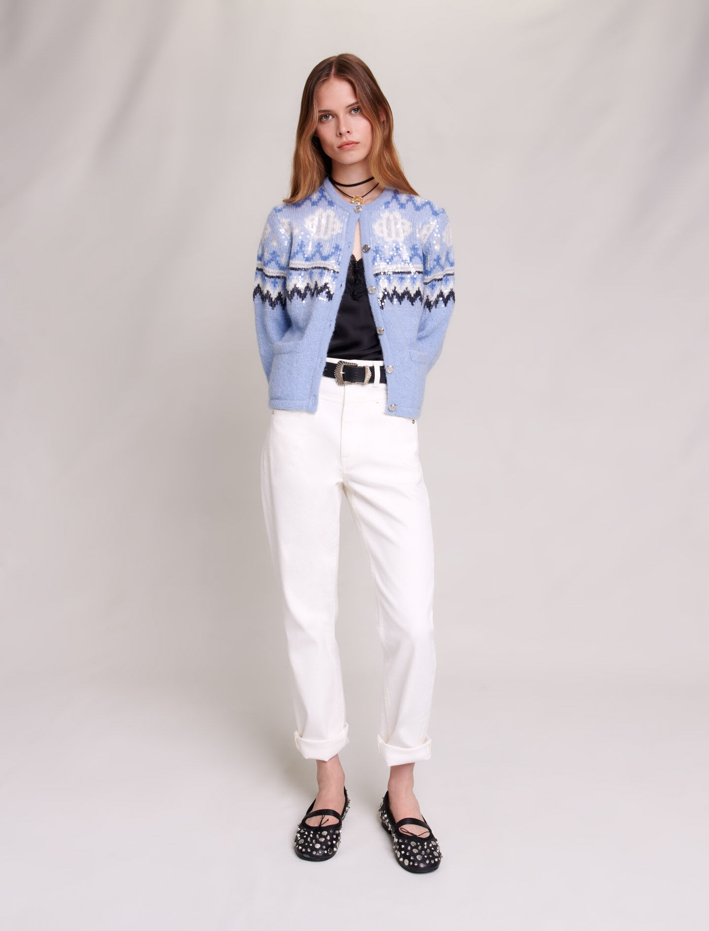 Cardigan tricotat albastru deschis