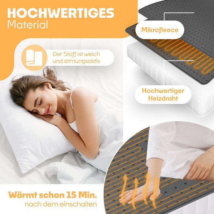 Kesser verwarmde matrastopper - wit - 160x140 cm - 3 temperatuurstanden - automatische uitschakeling - inclusief afstandsbediening