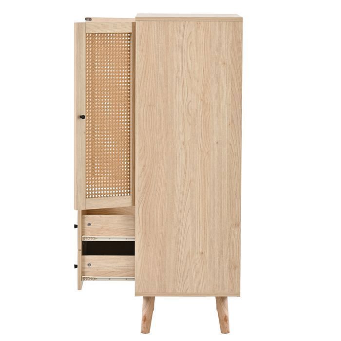 Chest of drawers - NEXU - Scandinavian storage unit - Sideboard with 2 doors and 2 drawers - 60 x 40 x 120 cm - Wood color