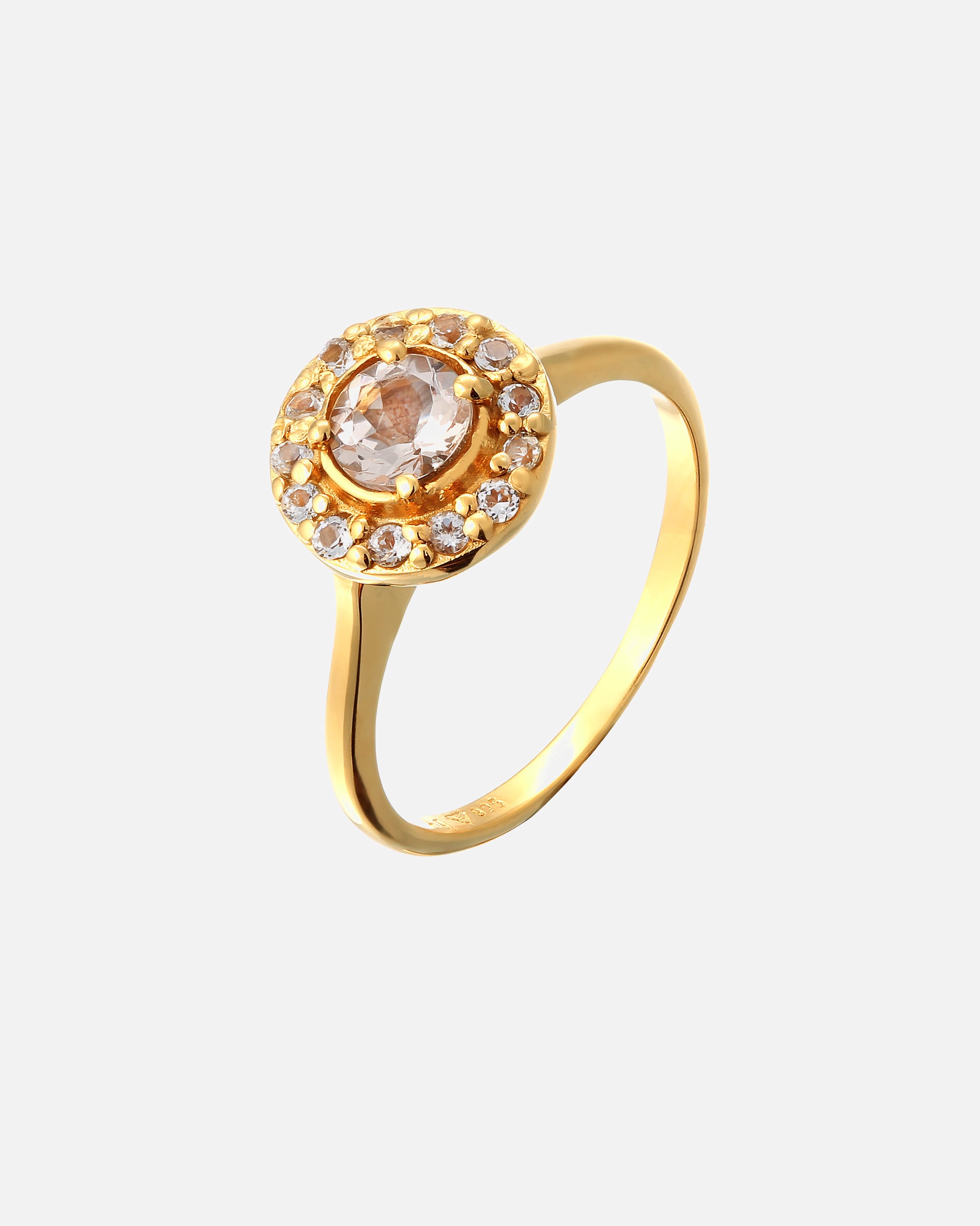 Elli PREMIUM Elli PREMIUM Bague de fiançailles Femmes Morganite Pêche Topaze Argent Sterling 925 Plaqué Or Mariage Or