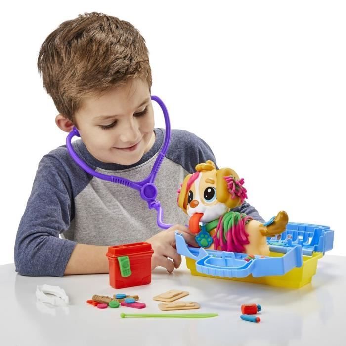 Clinica veterinaria Play-Doh con cane, con 5 vasetti di pasta modellabile e 10 strumenti, giocattolo per il doposcuola, La collana Classici