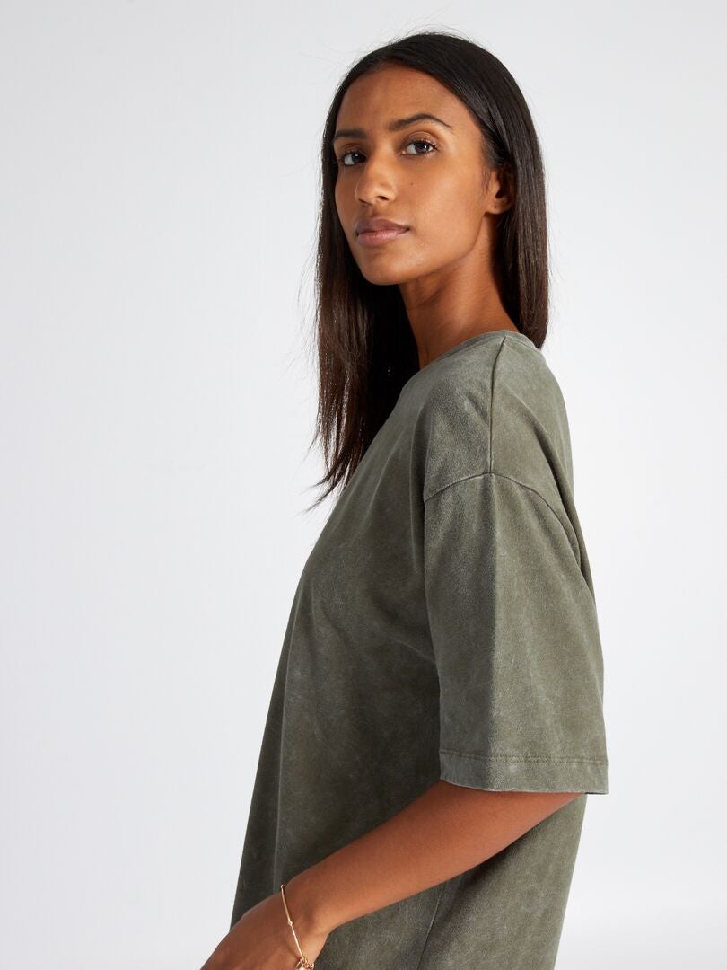 Camiseta oversized de algodão - cáqui claro
