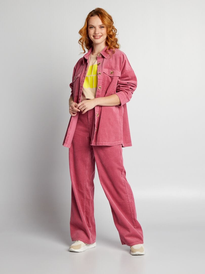 Fluwelen overhemd - ROZE