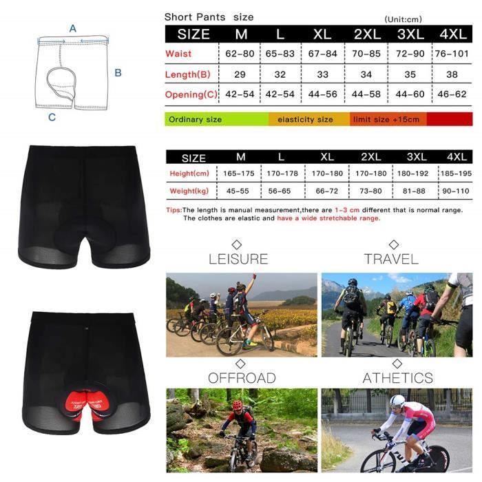 Svarte sykkelshorts for menn – 3D-gelpolstring – pustende og hurtigtørkende