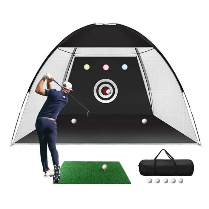 Golf oefennet - Divit GN1 - Kooi 304×183×213 cm - Kunstgrasmat - Zwart