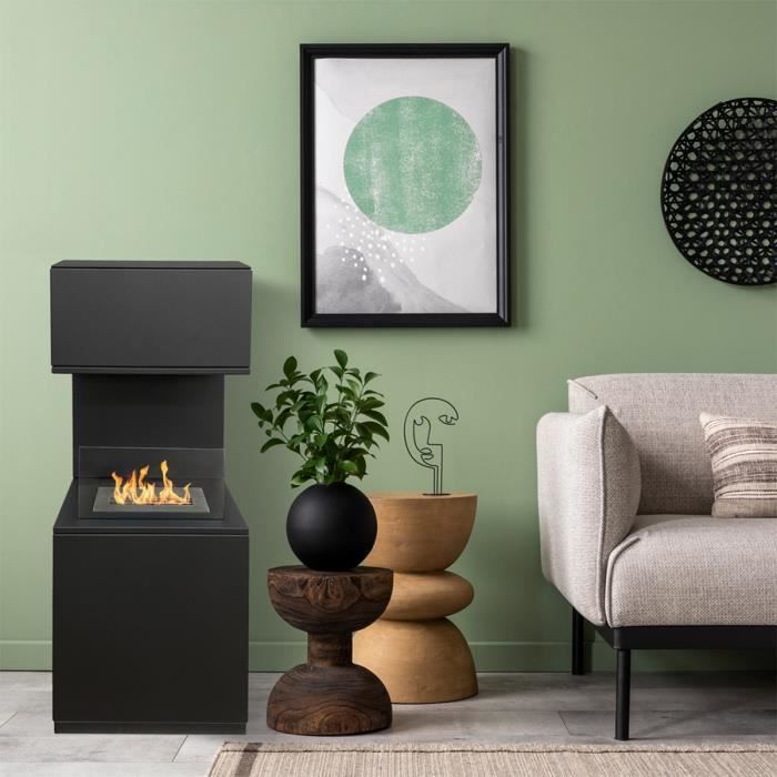 Chimenea de bioetanol - DIVINA FIRE - Oslo - Acero - Negro - 3,2 kW