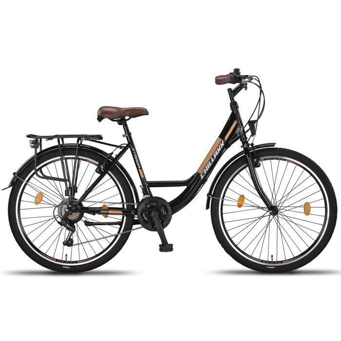 Chillaxx Strada Premium Citybike - 26 Zoll, Schwarzbraun mit V-Bremse