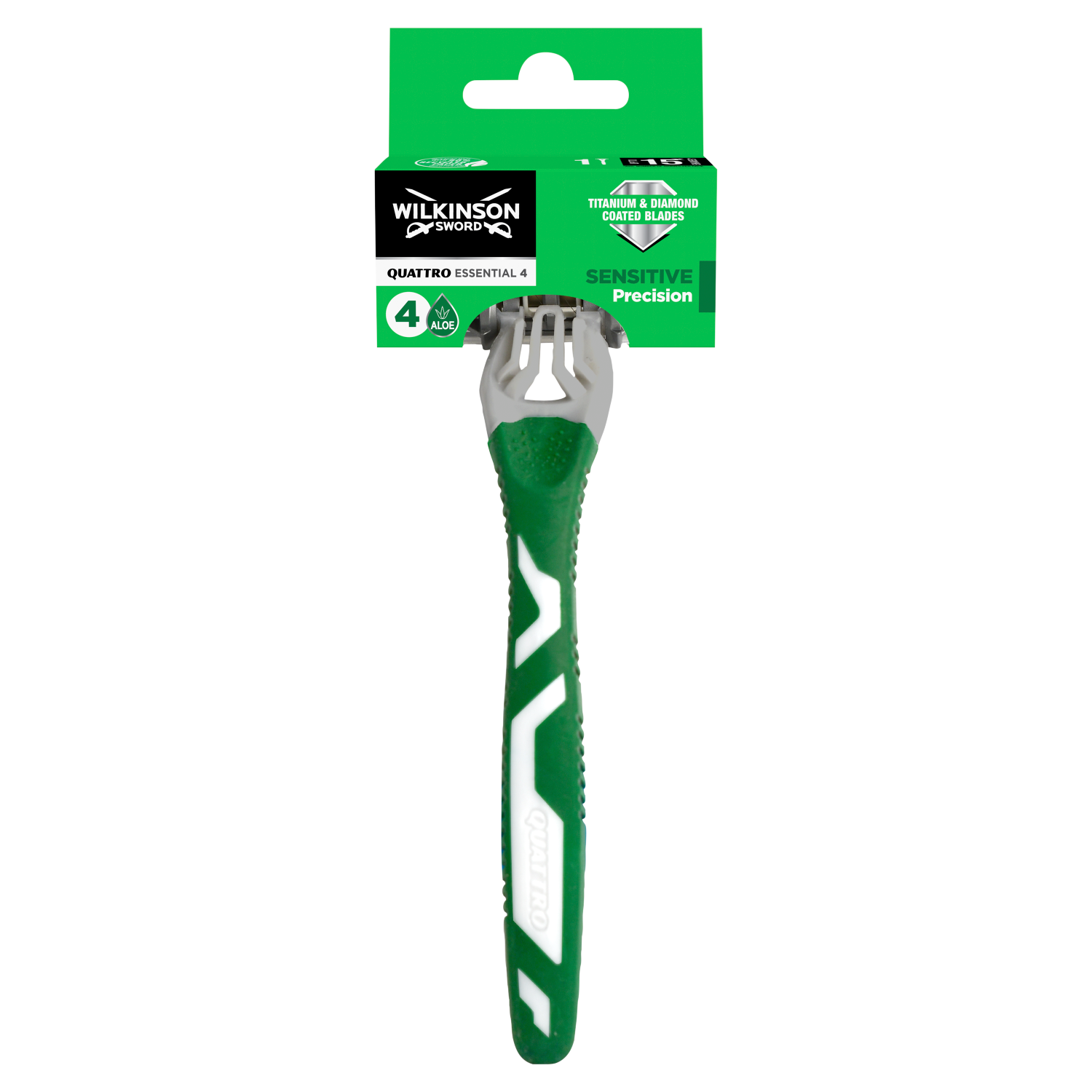 Maquinilla de afeitar Wilkinson Sword para hombre, 1 pieza, Quattro Titanium Sensitive