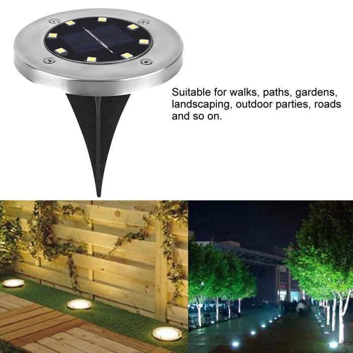 Timesquare: luz solar exterior impermeable de 8 LED para jardín y caminos subterráneos.