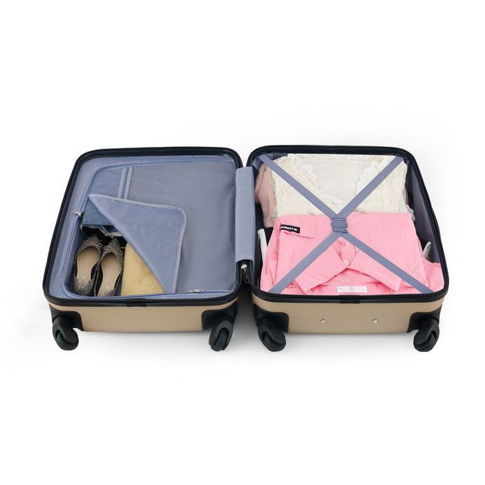 TURTLE - Conjunto de 3 malas de viagem 52cm-62cm-67cm - ABS - 4 rodas duplas - Fechadura integrada - Champagne