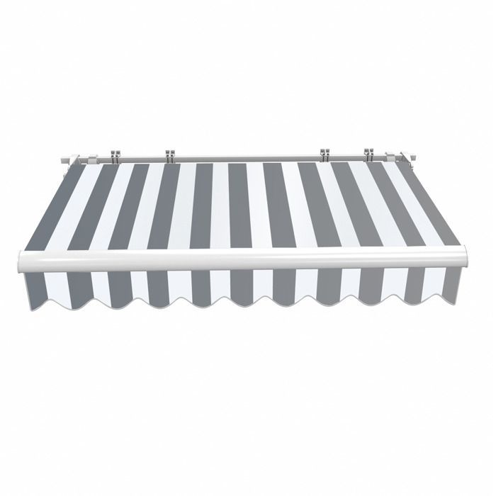 Toboli Store banne rétractable manuel – 3 x 2,5 m – Anthracite blanc – Montage mural – Marquise solaire Auvent Pare-soleil pour terr