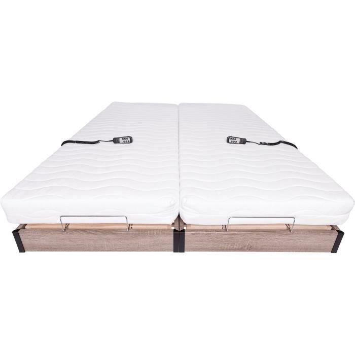 Set relax: materasso + basi letto elettriche 2x70x190 - Schiuma - Rigido - TALCA Made in France